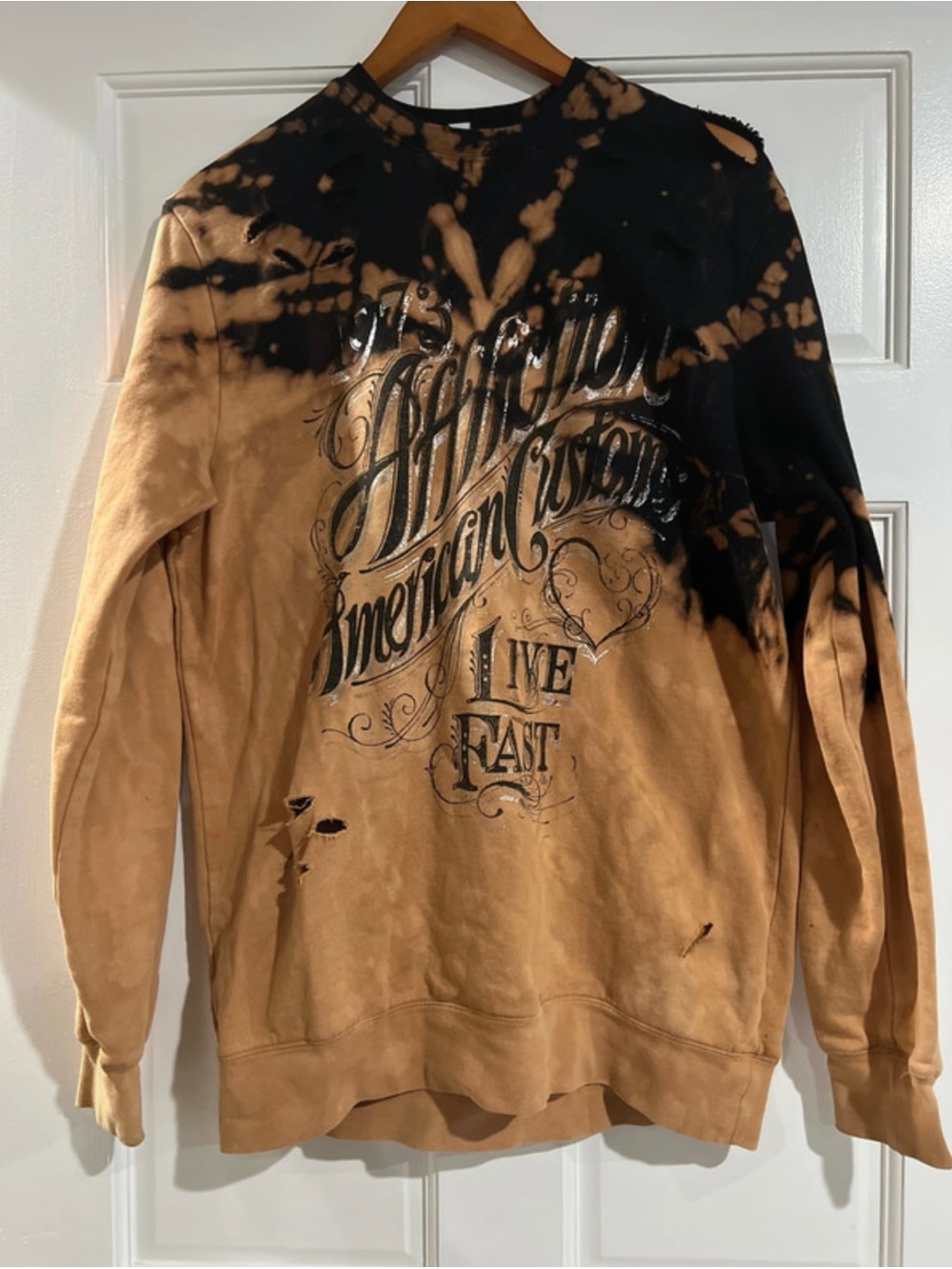 Affliction Black and Brown Tie-Dye Graphic Sweatshirt